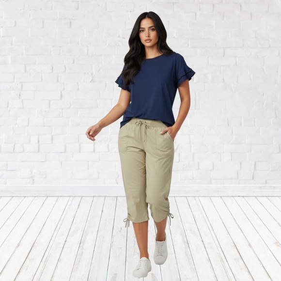 MICHAEL Michael Kors L blue ruffle sleeve top - Picture 9 of 13